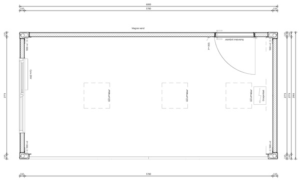 Schakelunit 6 x 3 meter inclusief keuken