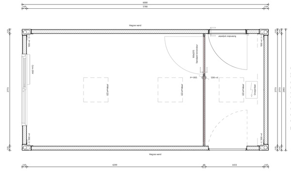 Schakelunit 6 x 3 meter inclusief voorportaal